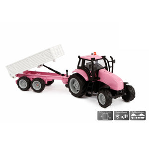 Kids Globe Pink Tractor with Trailer