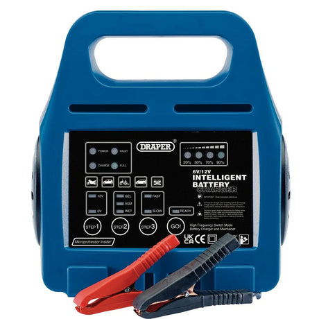 Draper 6/12V Intelligent Battery Charger (33861) | Automatic High-Frequency Charger for Wet, AGM, Gel Batteries
