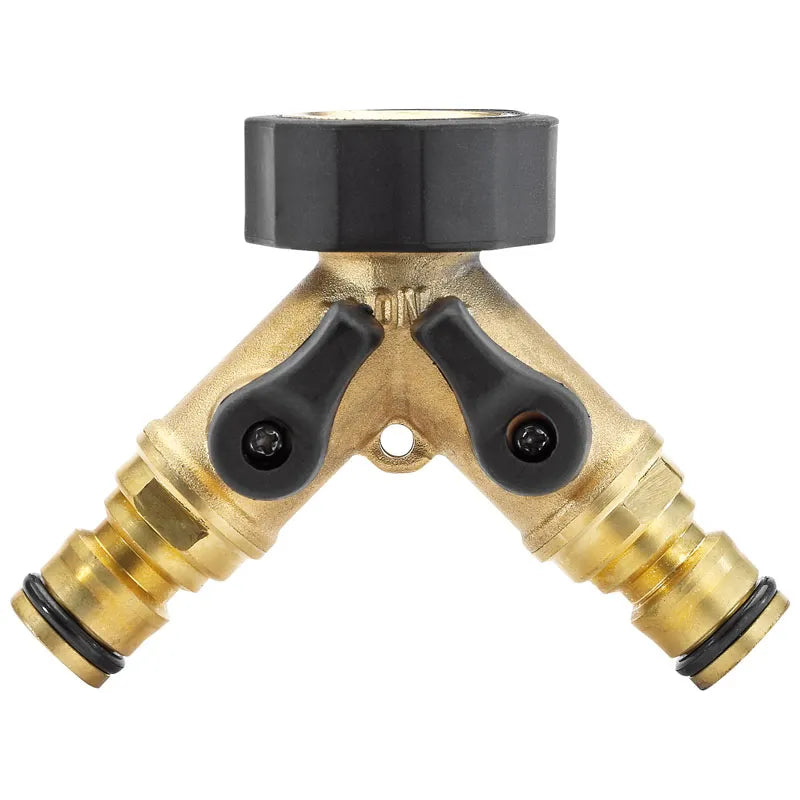 Draper Brass Double Tap Connector with Flow Control, 3/4"