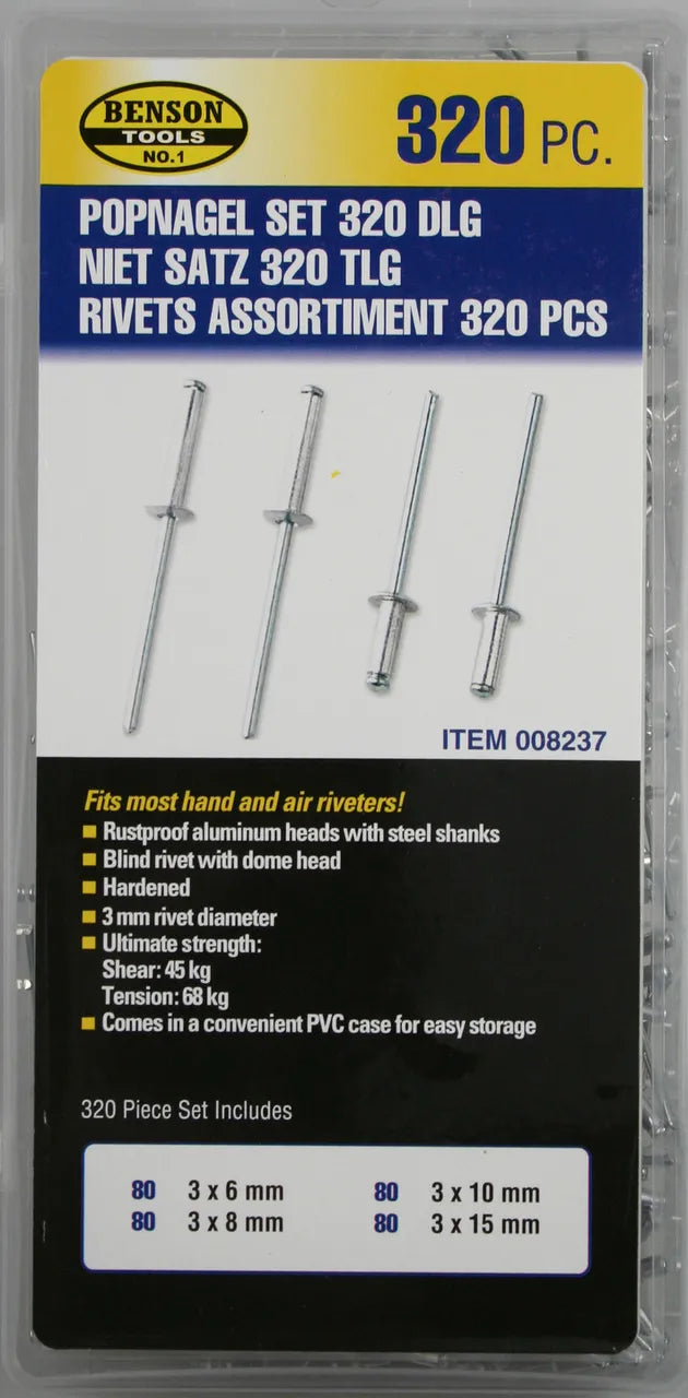 Benson Pop Rivet Set 320 Piece