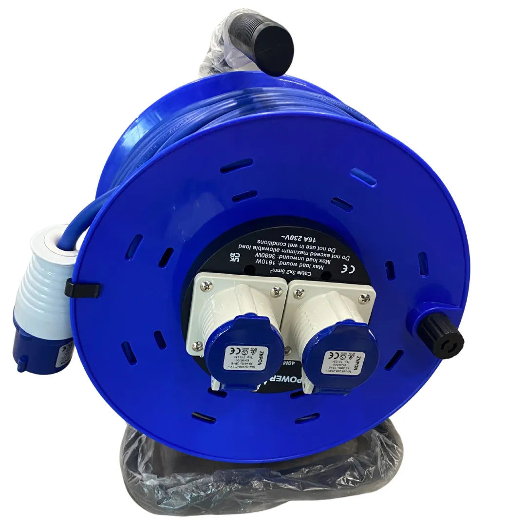Powermaster 40m 16A Cable Reel - 2.5mm², 220V Heavy-Duty Extension Reel