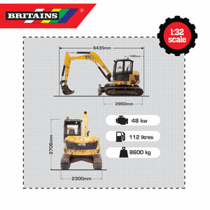 Britains Muddy JCB Midi Excavator 1:32 Scale Model 43279