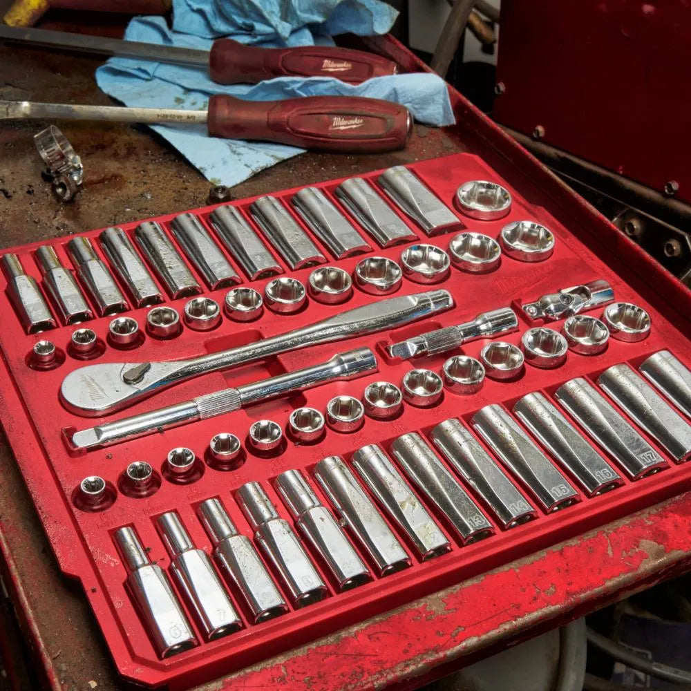 Milwaukee 3/8" Ratchet and Socket Set - 56-Piece