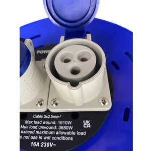 Powermaster 40m 16A Cable Reel - 2.5mm², 220V Heavy-Duty Extension Reel