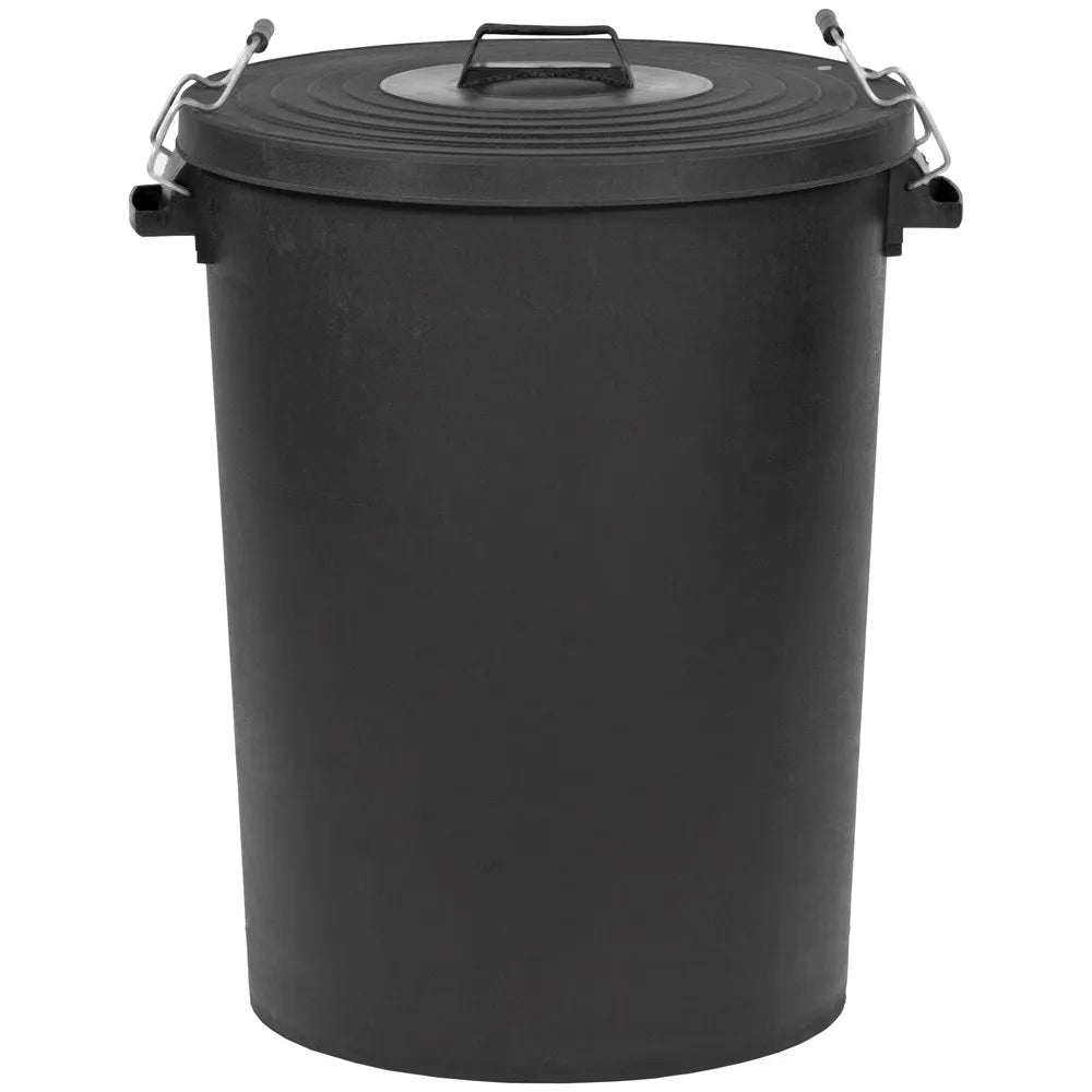 Polytech 110 Litre Black Dustbin with Clip Lid
