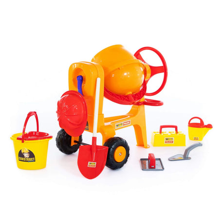 Wader Play Cement Mixer with Construction Set (8 Piece Set)