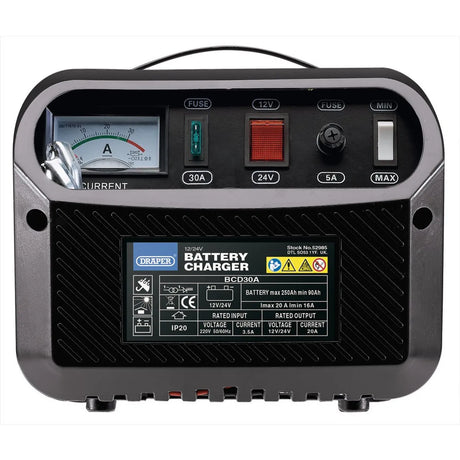 Draper 12/24V Battery Charger, 16-20A - Ideal for Lead Acid Batteries up to 250Ah