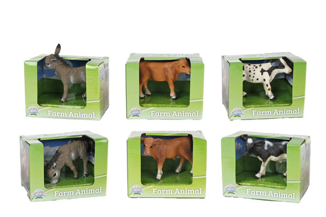 Kids Globe Assorted Animals Donkey, Black & White Cow, Brown Cow