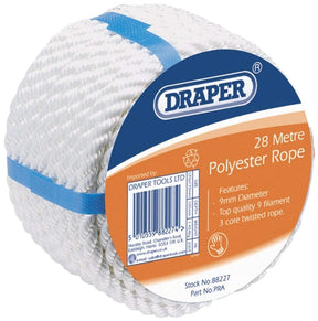 Draper 3 Core Terylene Rope - 28m x 9mm