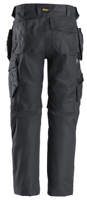 Snickers 6224 AllroundWork Canvas+ Stretch Work Trousers Grey with Holster Pockets | Durable Construction Workwear