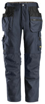Snickers 6224 AllroundWork Canvas+ Stretch Work Trousers with Holster Pockets - Navy, Heavy-Duty Construction Workwear
