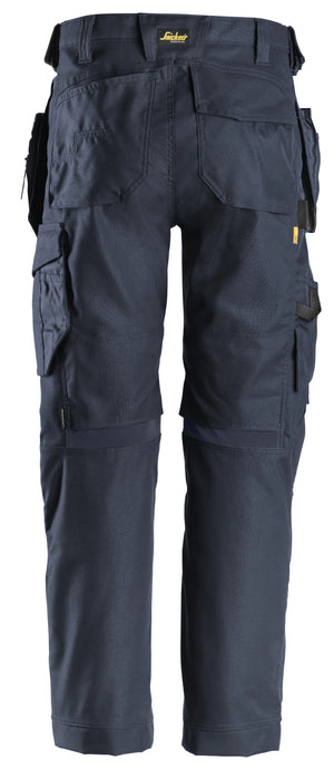 Snickers 6224 AllroundWork Canvas+ Stretch Work Trousers with Holster Pockets - Navy, Heavy-Duty Construction Workwear