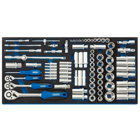 Socket Set in Full Drawer EVA Insert Tray, 1/4", 3/8", and 1/2" (84 Piece)