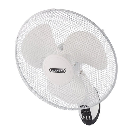 Draper 230V Oscillating Wall Mounted Fan with Remote Control, 16"/400mm, 3 Speed Settings (70975)