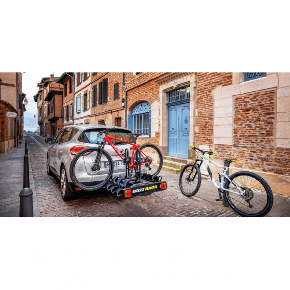 Buzzrack Buzzracer 4 Tow Bar Mount Bike Rack | Fits 4 Bikes | Tilting Function