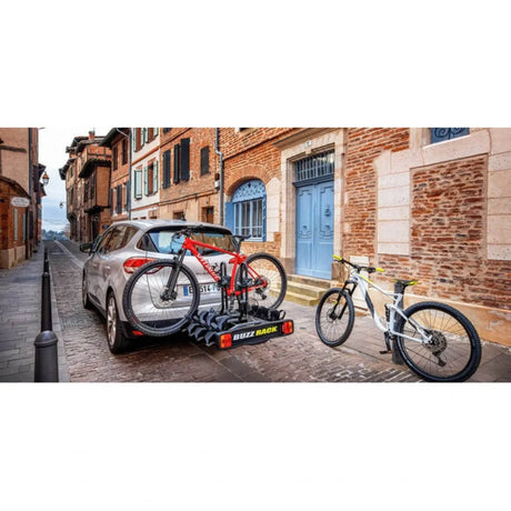 Buzzrack Buzzracer 4 Tow Bar Mount Bike Rack | Fits 4 Bikes | Tilting Function