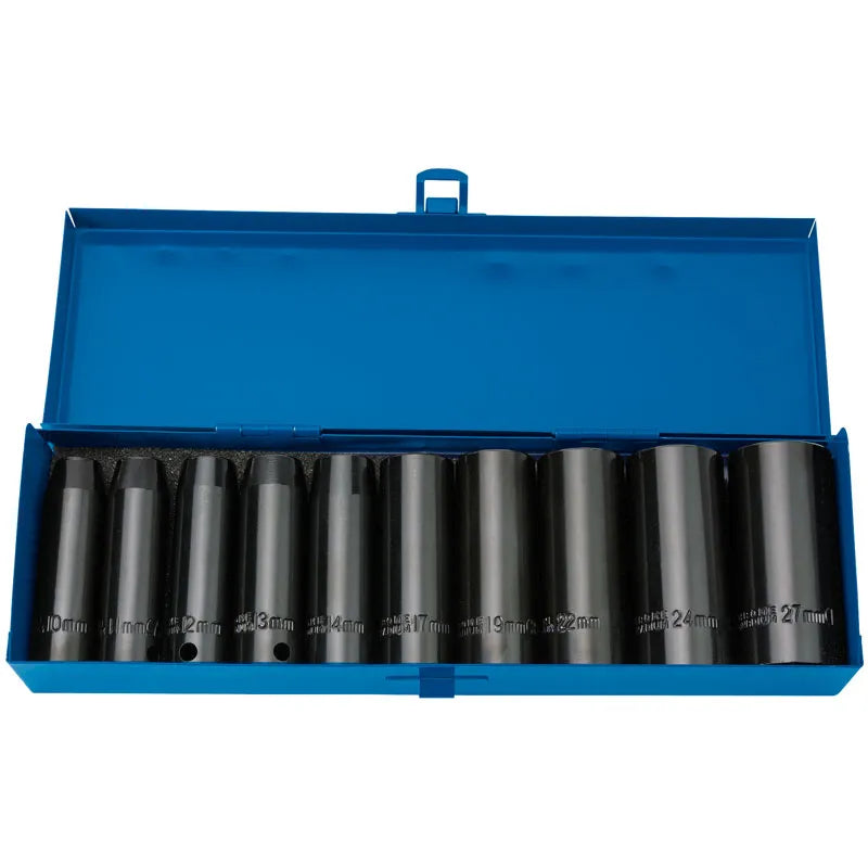 Draper Hi-Torq Metric Deep Impact Socket Set, 1/2" Sq. Dr. (10 Piece)
