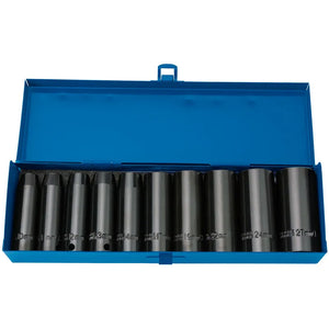 Draper Hi-Torq Metric Deep Impact Socket Set, 1/2" Sq. Dr. (10 Piece)