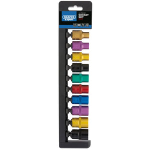 Draper 1/2" Sq. Metric Coloured Socket Set (10 Piece)