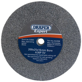 Draper 200 x 25mm Grinding Wheel 30 Grit