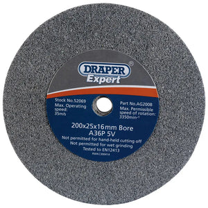 Draper 200 x 25mm Grinding Wheel 30 Grit