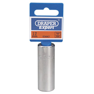 Draper 17 Mm 3/8" Sq. Dr. Hi-Torq® 12 Point Deep Socket