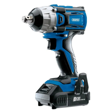 Draper D20 20v Brushless Mid-Torque Impact Wrench, 1/2", 2 X 2.0 Ah Batteries and Charger, 250 Nm