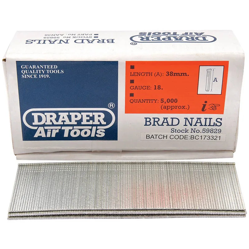 Draper 38mm Brad Nails (5000)