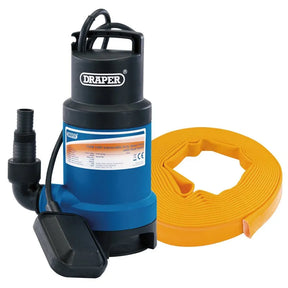 Draper 200 L/min Submersible Dirty Water Pump Kit C/w Layflat Hose (10 M X 25 Mm) - Kit
