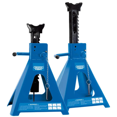 Draper Pair of Pneumatic Rise Ratcheting Axle Stands, 10 Tonne