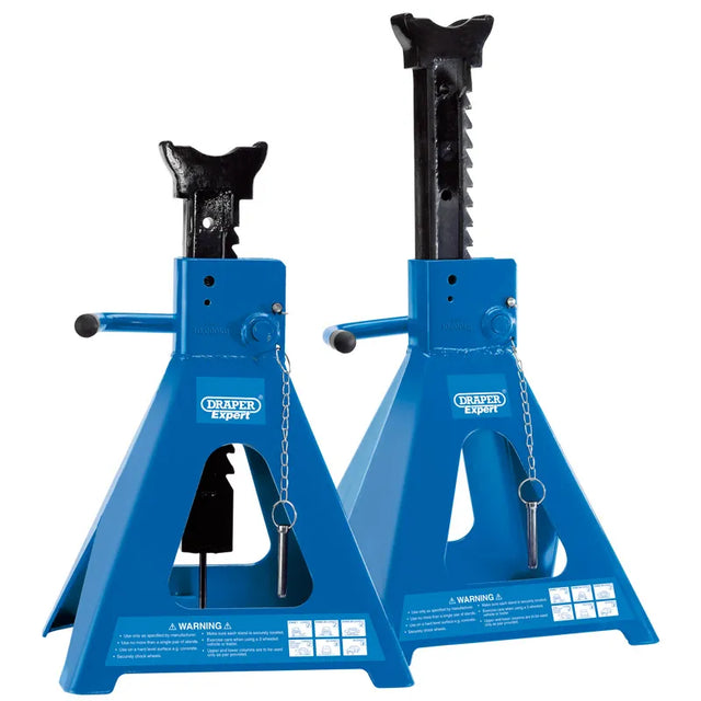 Draper Pair of Pneumatic Rise Ratcheting Axle Stands, 10 Tonne