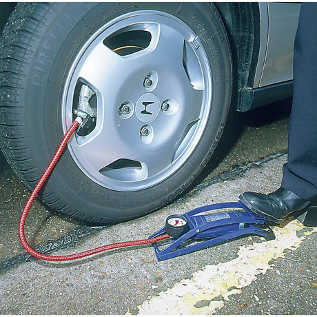 Draper Single Cylinder Foot Pump with Pressure Gauge