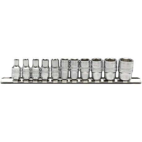 Draper 1/4" Sq. Imperial Socket on Metal Rail (11 Piece)