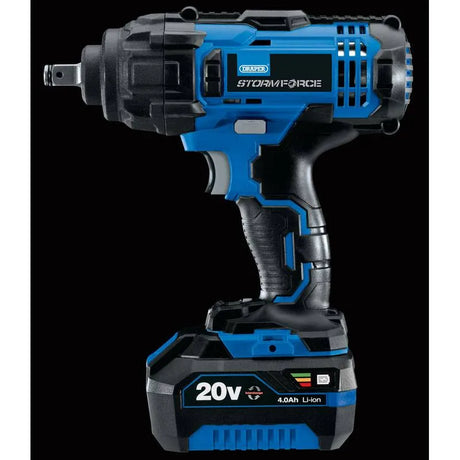 Draper Storm Force 20v 1/2" Mid-Torque Impact Wrench (400 Nm) with 1 X 4 Ah Battery and Charger
