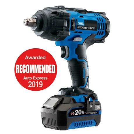 Draper Storm Force 20v 1/2" Mid-Torque Impact Wrench (400 Nm) with 1 X 4 Ah Battery and Charger