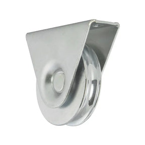 80mm Round Groove Wheel in Fixed Bracket G2455E - Zinc-Plated Steel, 150kg Load
