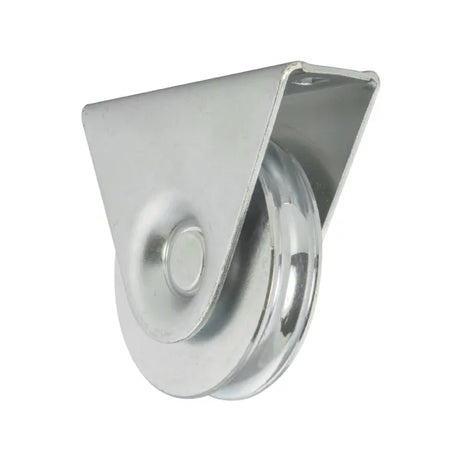 80mm Round Groove Wheel in Fixed Bracket G2455E - Zinc-Plated Steel, 150kg Load
