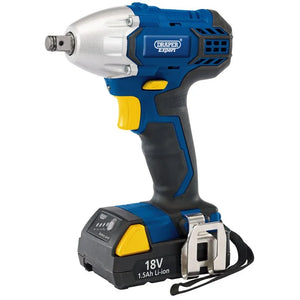 Draper 18v cordless 1/2" sq. dr impact wrench with 2 x li-ion batteries and charger