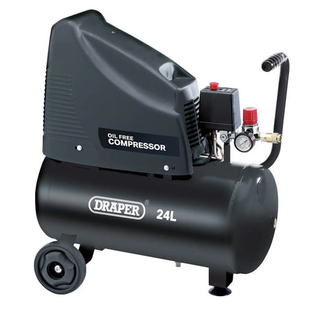 Draper 230V Oil-Free Compressor and Air Tool Kit, 24L Tank - Multi-Application for Spraying, Inflating, and Cleaning (90126)