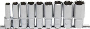 BGS 9-Piece Deep Socket Set 10-24 mm 1/2" Inch Square Drive