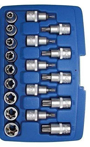 BGS Bit Insert / Socket Wrench Set E-Profile / T-P-rofile 1/2" Drive 19 Piece