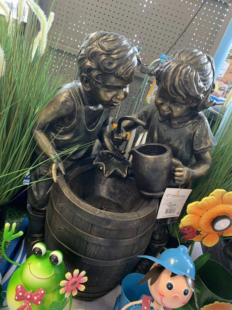 Barrel Fountain Boy & Girl