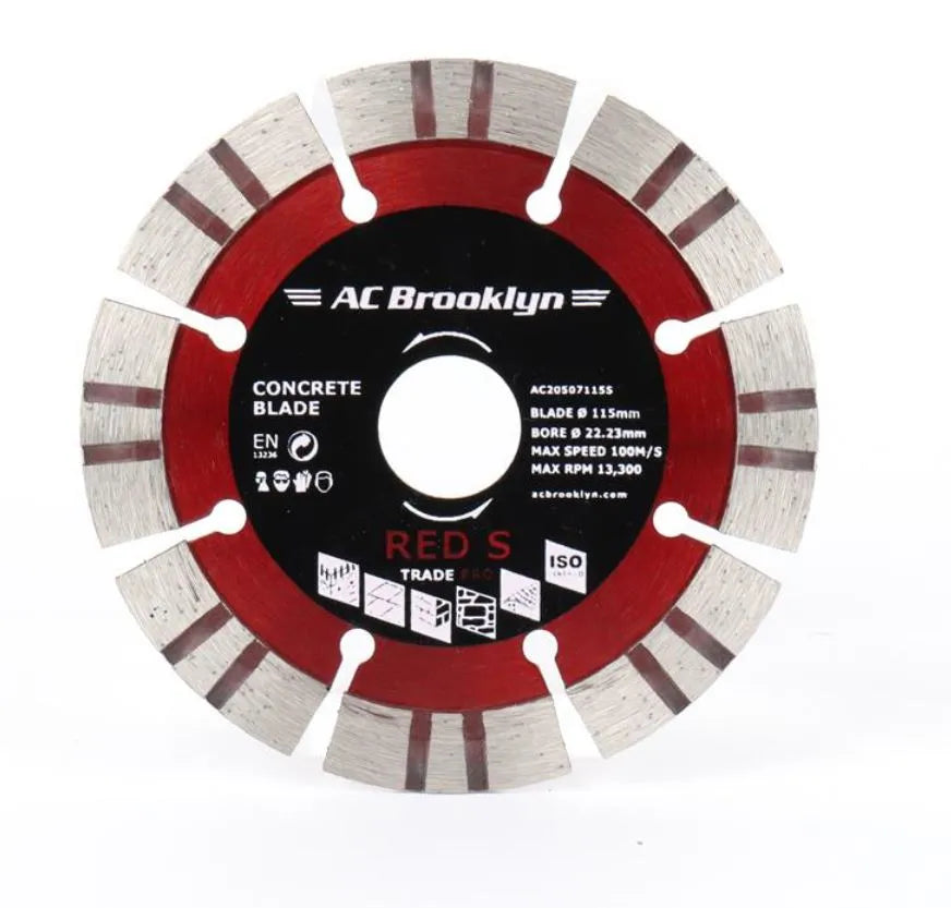 AC Brooklyn 115mm Diamond Blade Red S Series - High-Precision Cutting Blade for Concrete & Masonry (22.23mm Bore)