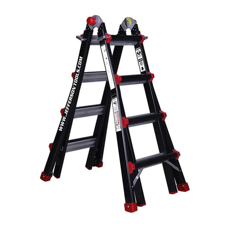 Jefferson AS-4 Multi-Purpose Ladder - Aluminium, 3-in-1 Telescopic, Extension, and Stairway Ladder