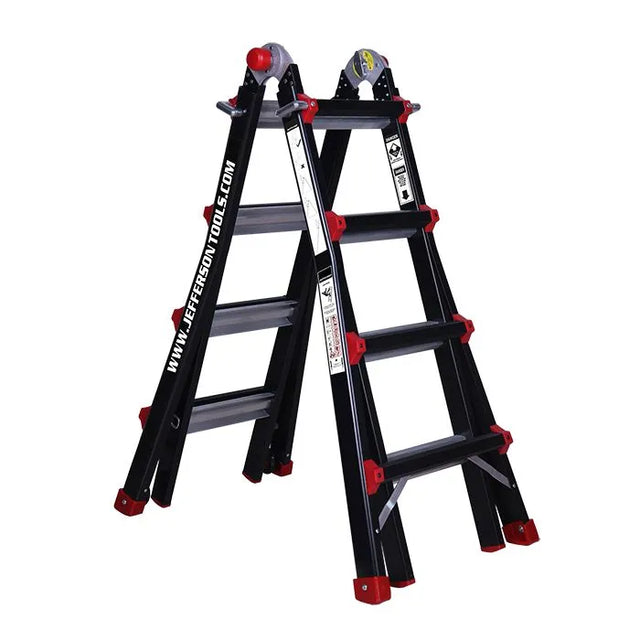 Jefferson AS-4 Multi-Purpose Ladder - Aluminium, 3-in-1 Telescopic, Extension, and Stairway Ladder
