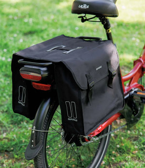 Basil Mara Double Pannier Bag - 26L | Black | Water-Repellent Bicycle Storage