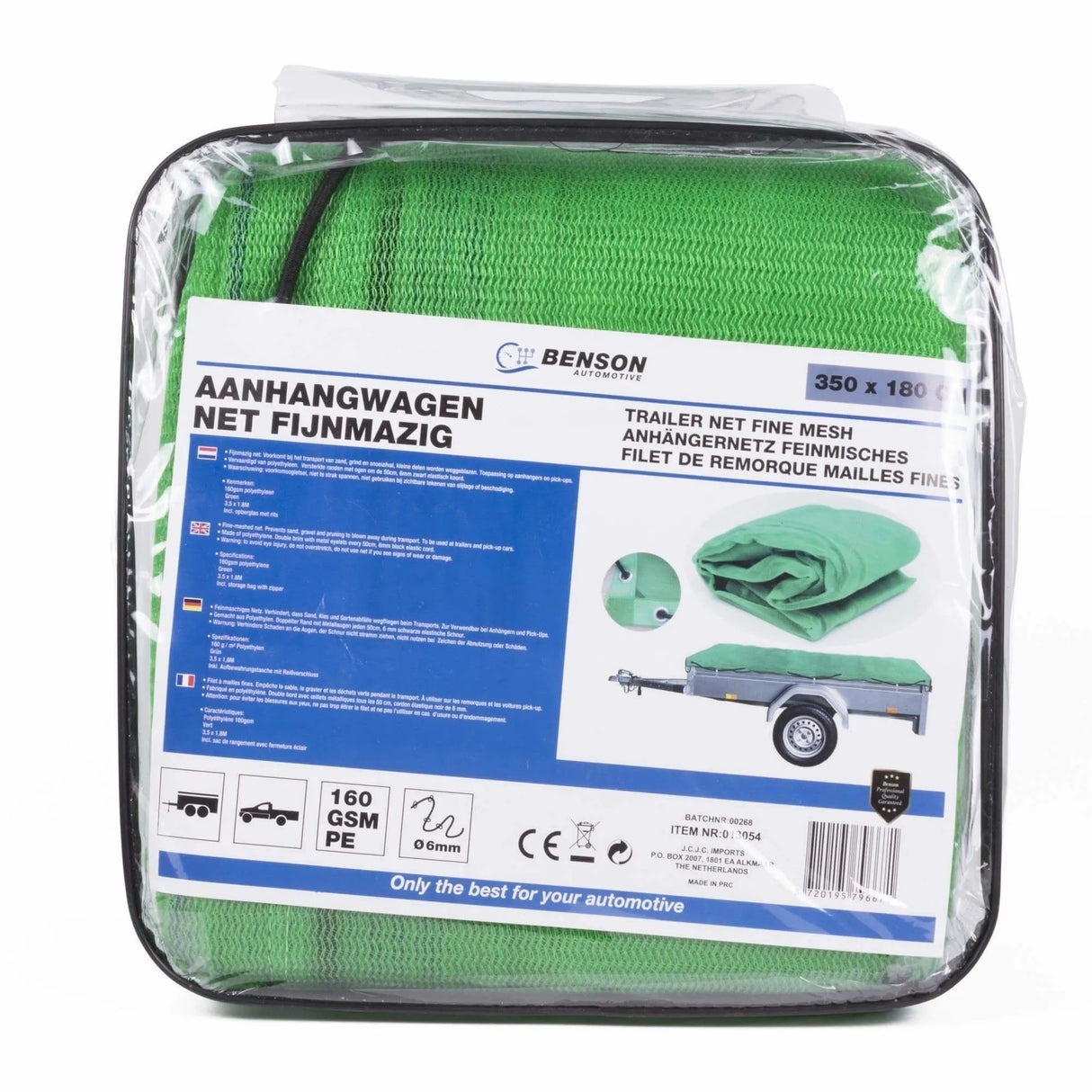 Benson Trailer Net - Cover Net with Elastic Cord - Fine Mesh - 3.50 x 1.80 meters