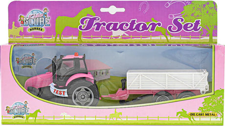 Kids Globe Pink Tractor with Trailer