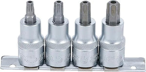 BGS 8885 Bit Socket Set, 12.5 mm (1/2") Drive, T-Star Tamperproof (Torx) T40 - T55, 4 pcs