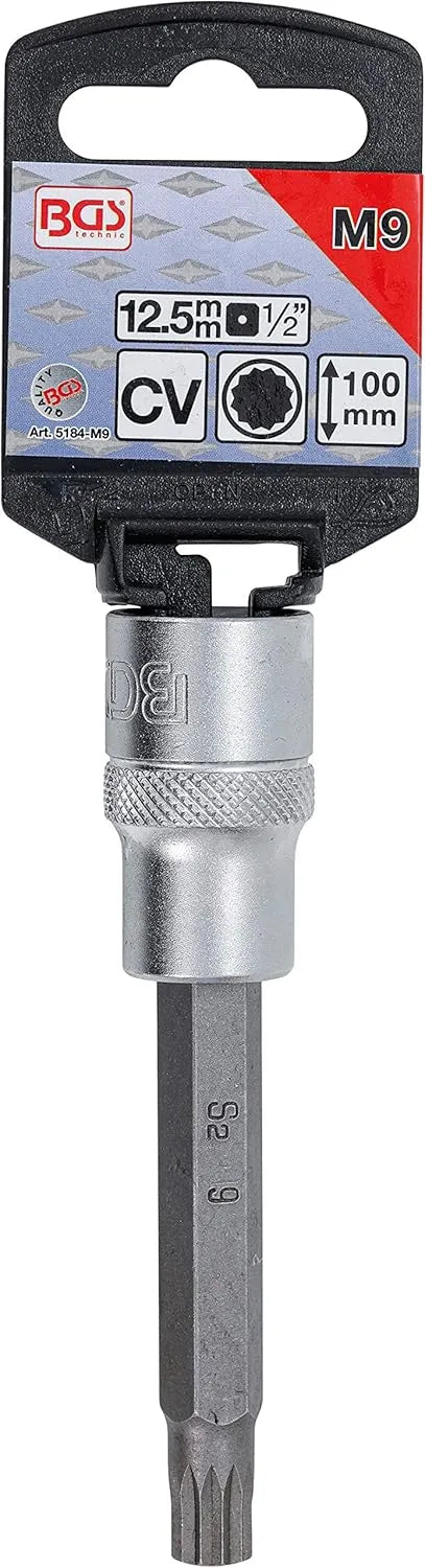 BGS 5184-M9 Bit Socket, 100mm Length, 1/2" Drive, Spline (XZN) M9 | Chrome Vanadium Steel